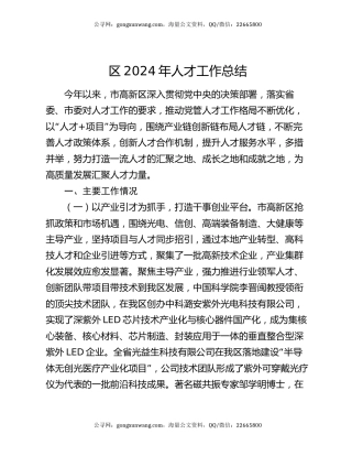 区2024年人才工作总结