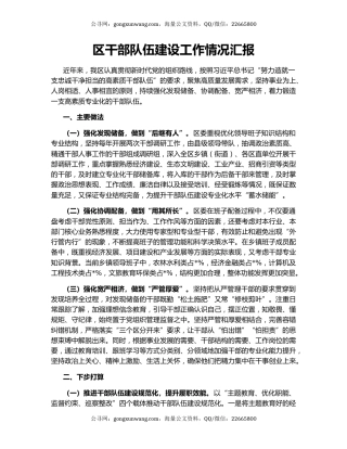 区干部队伍建设工作情况汇报