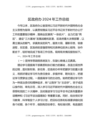 区政府办2024年工作总结