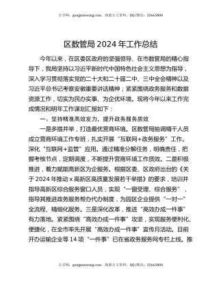 区数管局2024年工作总结