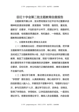 区红十字会第二批主题教育自查报告