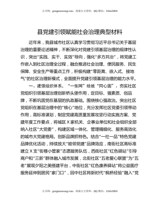 县党建引领赋能社会治理典型材料