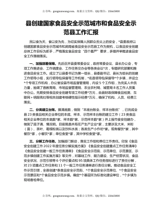 县创建国家食品安全示范城市和食品安全示范县工作汇报