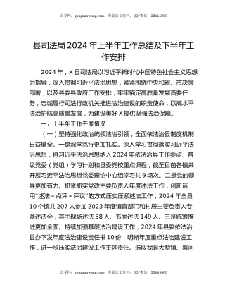 县司法局2024年上半年工作总结及下半年工作安排