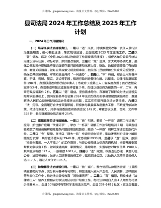 县司法局2024年工作总结及2025年工作计划