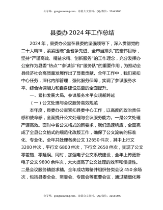 县委办2024年工作总结