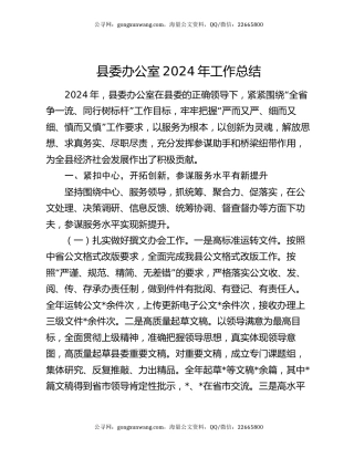 县委办公室2024年工作总结