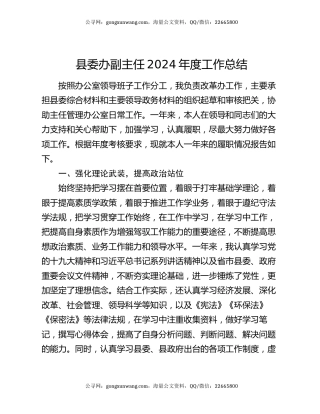 县委办副主任2024年度工作总结