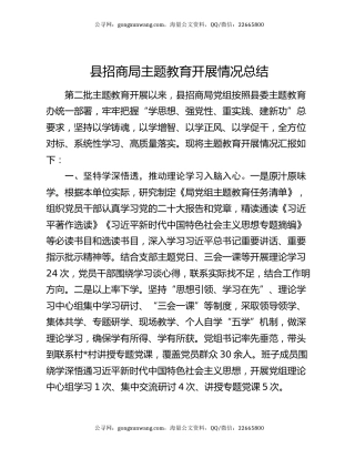 县招商局主题教育开展情况总结