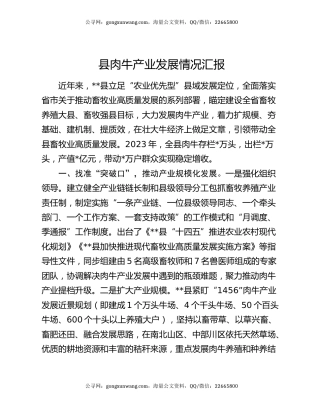 县肉牛产业发展情况汇报