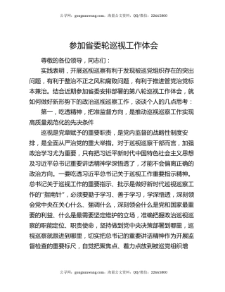 参加省委轮巡视工作体会
