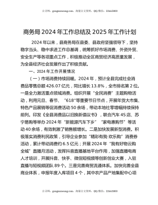 商务局2024年工作总结及2025年工作计划