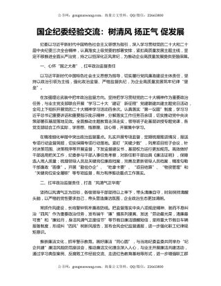 国企纪委经验交流：树清风 扬正气 促发展