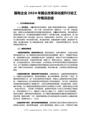 国有企业2024年国企改革深化提升行动工作情况总结