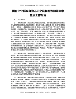 国有企业群众身边不正之风和腐败问题集中整治工作报告