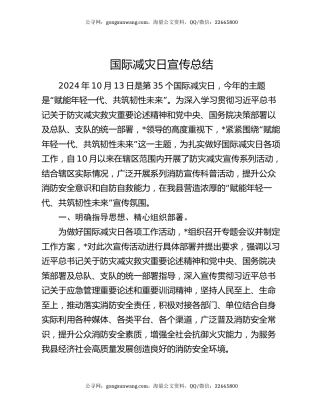 国际减灾日宣传总结