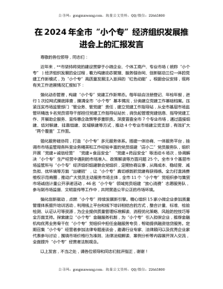 在2024年全市“小个专”经济组织发展推进会上的汇报发言