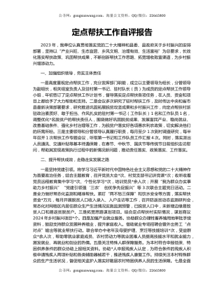 定点帮扶工作自评报告