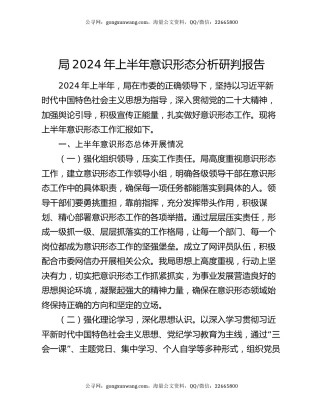 局2024年上半年意识形态分析研判报告