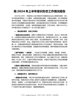 局2024年上半年意识形态工作情况报告