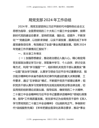 局党支部2024年工作总结