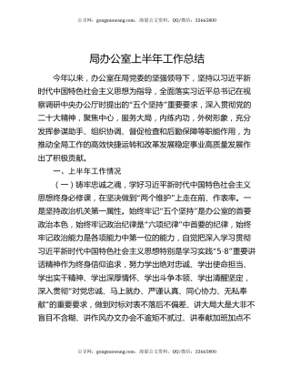 局办公室上半年工作总结