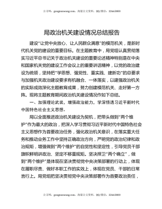 局政治机关建设情况总结报告