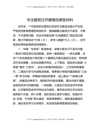 市主题党日开展情况典型材料