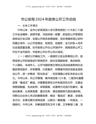 市公安局2024年政务公开工作总结