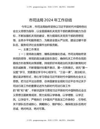 市司法局2024年工作总结