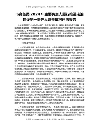 市商务局2024年主要负责人履行推进法治建设第一责任人职责情况述法报告