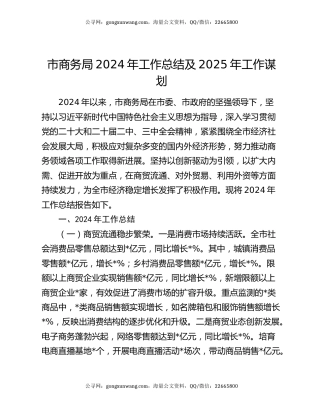 市商务局2024年工作总结及2025年工作谋划