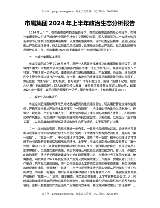 市属集团2024年上半年政治生态分析报告