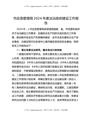 市应急管理局2024年度法治政府建设工作报告