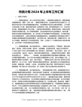 市统计局2024年上半年工作汇报