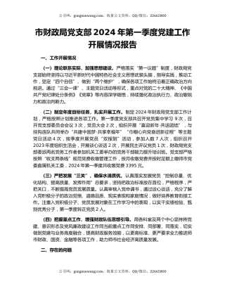 市财政局党支部2024年第一季度党建工作开展情况报告