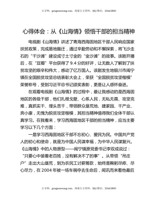 心得体会：从《山海情》领悟干部的担当精神