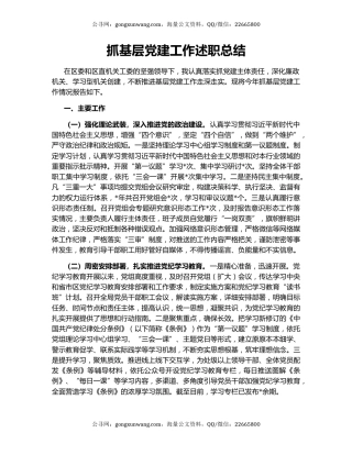 抓基层党建工作述职总结