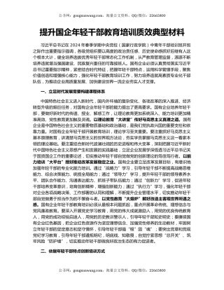 提升国企年轻干部教育培训质效典型材料