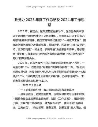 政务办2023年度工作总结及2024年工作思路