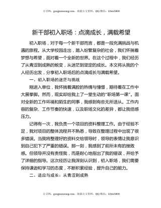 新干部初入职场：点滴成长，满载希望