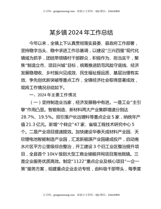 某乡镇2024年工作总结