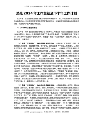 某处2024年工作总结及下半年工作计划