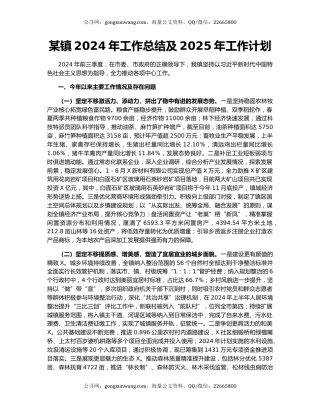 某镇2024年工作总结及2025年工作计划