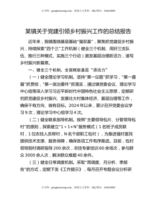 某镇关于党建引领乡村振兴工作的总结报告