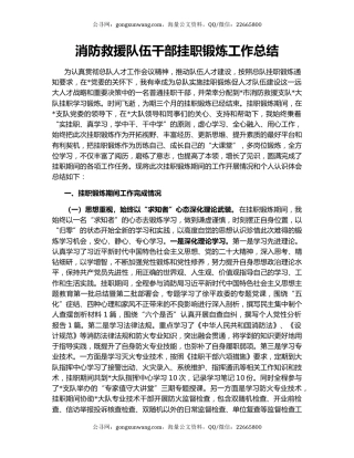 消防救援队伍干部挂职锻炼工作总结