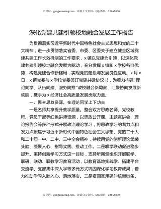 深化党建共建引领校地融合发展工作报告