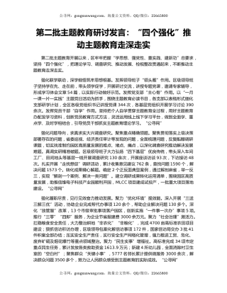 第二批主题教育研讨发言：“四个强化”推动主题教育走深走实