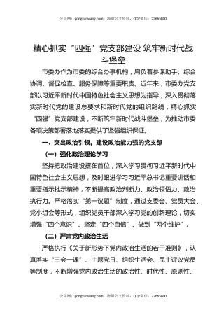 精心抓实 “四强” 党支部建设 筑牢新时代战斗堡垒