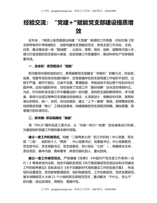 经验交流：“党建+”赋能党支部建设提质增效